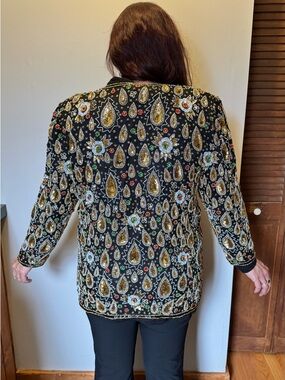 Embellished Black Sequin Paisley Jacket - Brand